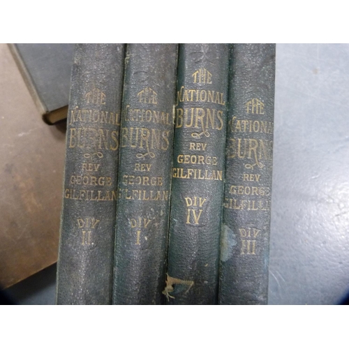 223 - 'The National Burns', four volumes, another book, 'Fleetwood's Life of Christ' and other volumes.