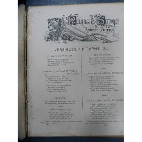 223 - 'The National Burns', four volumes, another book, 'Fleetwood's Life of Christ' and other volumes.