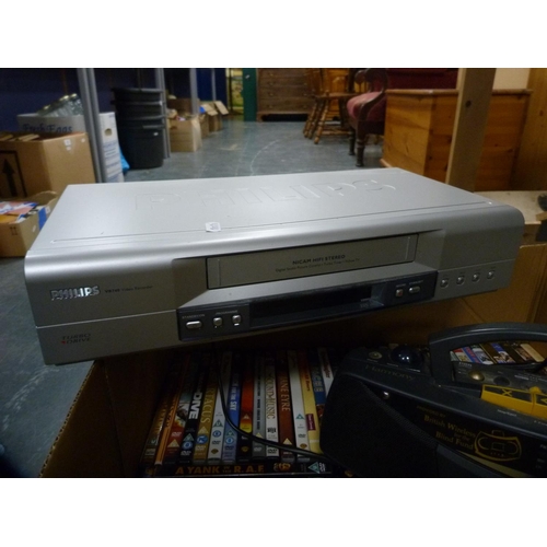 230 - Philips VHS recorder, Roberts radio cassette, DVDs, chamber pot etc.