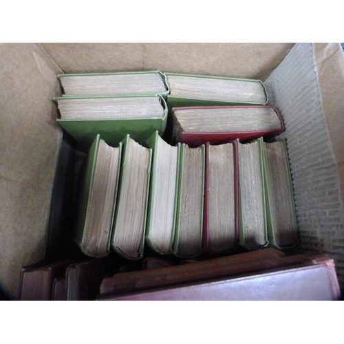 25 - Carton containing books to include pocket editions of Rudyard Kipling in red bindings, Mrs Henry Woo... 