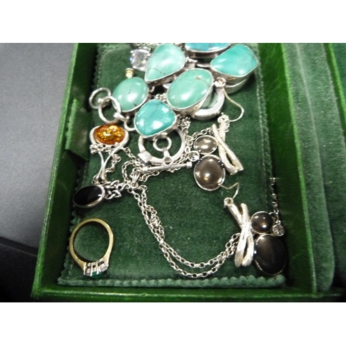 261 - Collection of silver pendants and chains, fashion watches, envelope stamp box, costume rings, silver... 