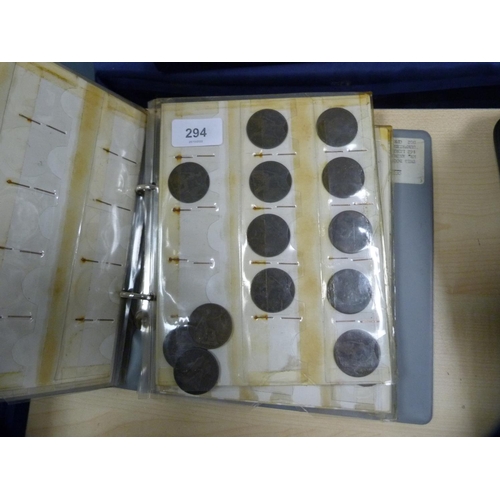 294 - Folder containing Victorian, Edward VII and later copper pennies, halfpennies etc.