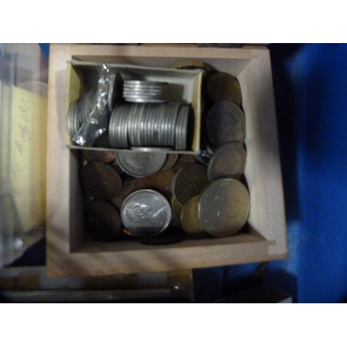 298 - Box containing pre and post decimal copper and nickel coins, halfpennies etc.