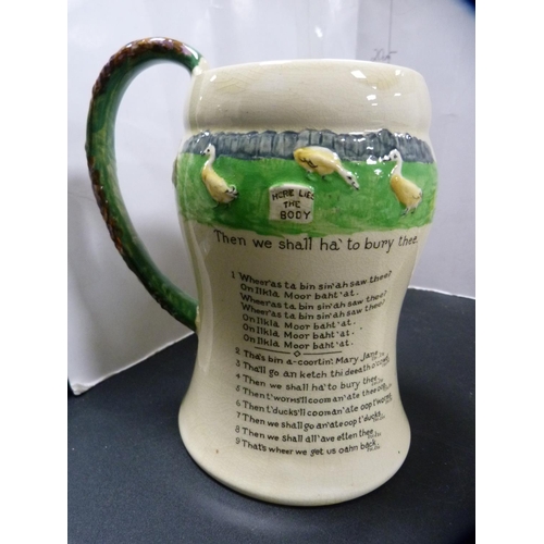 305 - Two Crown Devon Fieldings musical tankards, 'On Widdicombe Farm' and 'On Ilkla Moor Baht'at'.  ... 