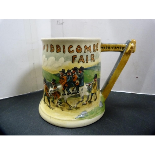 305 - Two Crown Devon Fieldings musical tankards, 'On Widdicombe Farm' and 'On Ilkla Moor Baht'at'.  ... 