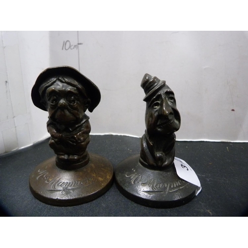 312 - Pair of May & Padmore Ltd., cast bronze figures/snuffers modelled as Mr and Mrs Maymore.  (... 