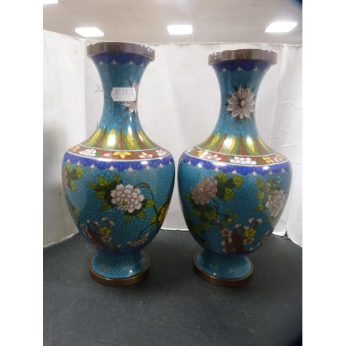 314 - Pair of Chinese-style cloisonné vases on copper.