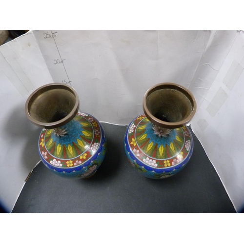 314 - Pair of Chinese-style cloisonné vases on copper.