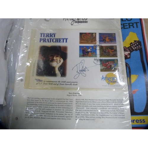 350 - Corries 'Flower of Scotland' poster, Terry Pratchett autographed first day cover set, Nikon camera a... 