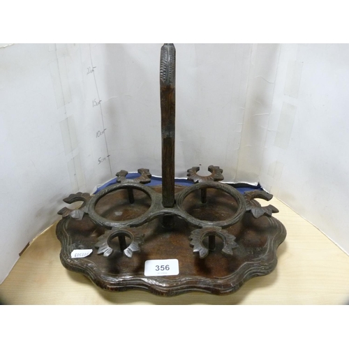 356 - Black Forest-style decanter stand.