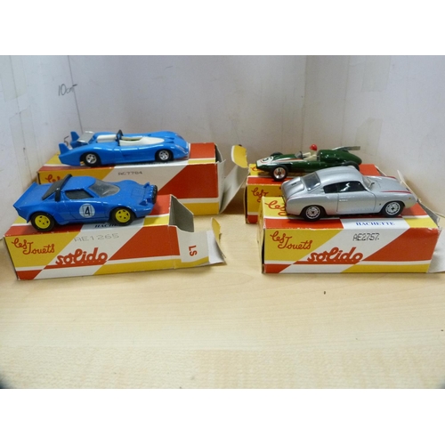 357 - Four Solido boxed miniature vehicles to include Lancia Stratos, Matra 670, Cooper F2 and a Fiat Abar... 