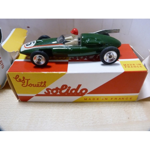 357 - Four Solido boxed miniature vehicles to include Lancia Stratos, Matra 670, Cooper F2 and a Fiat Abar... 