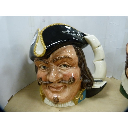 37 - Three Royal Doulton character jugs, 'Mr Pickwick', 'Captain Henry Morgan' and another.