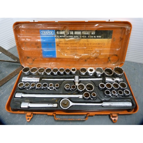 379 - Draper socket set and two axle stands.