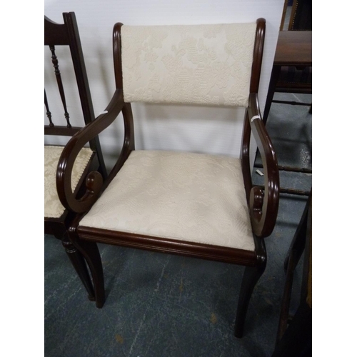 399 - Pair of Edwardian bedroom chairs and a carver chair.  (3)