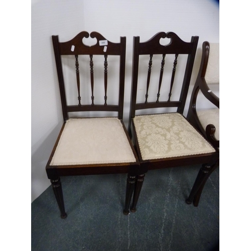 399 - Pair of Edwardian bedroom chairs and a carver chair.  (3)