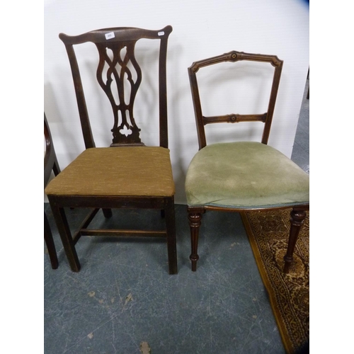 400 - Chippendale-style dining chair and a single chair.