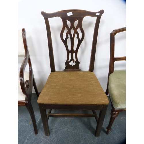 400 - Chippendale-style dining chair and a single chair.