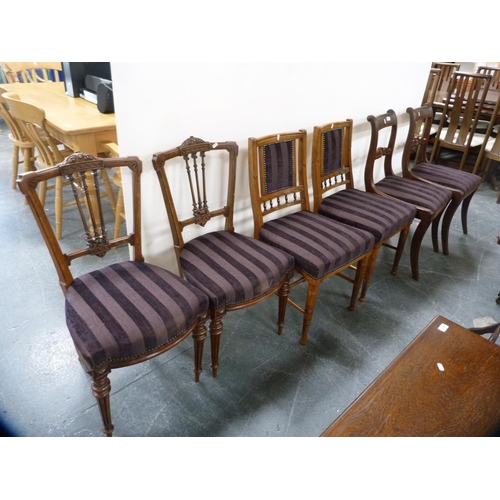 404 - Pair of Regency-style dining chairs, pair of oak dining chairs and two others.  (6)