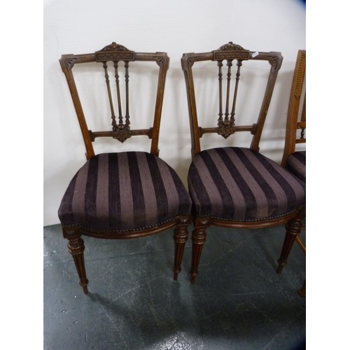 404 - Pair of Regency-style dining chairs, pair of oak dining chairs and two others.  (6)