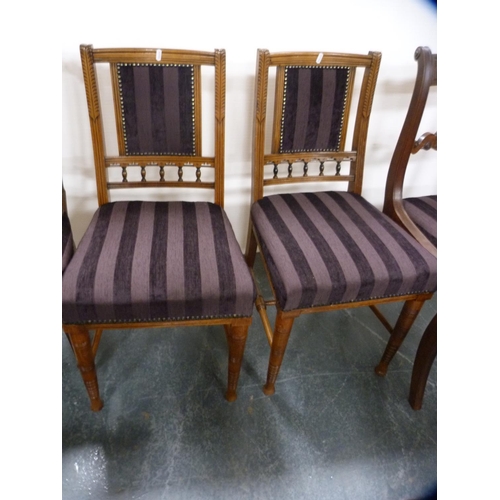 404 - Pair of Regency-style dining chairs, pair of oak dining chairs and two others.  (6)