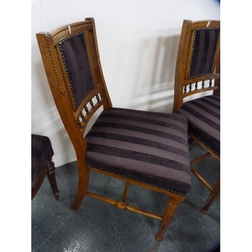 404 - Pair of Regency-style dining chairs, pair of oak dining chairs and two others.  (6)