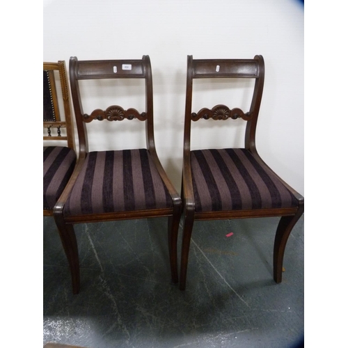 404 - Pair of Regency-style dining chairs, pair of oak dining chairs and two others.  (6)