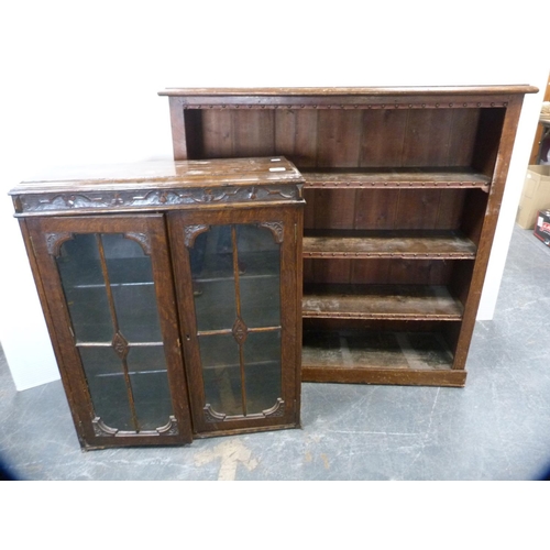 412 - Open bookcase and bookcase enclosed by glazed doors.