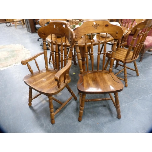 435 - Dining room suite comprising an extending dining table with six chairs, including two carvers, and a... 