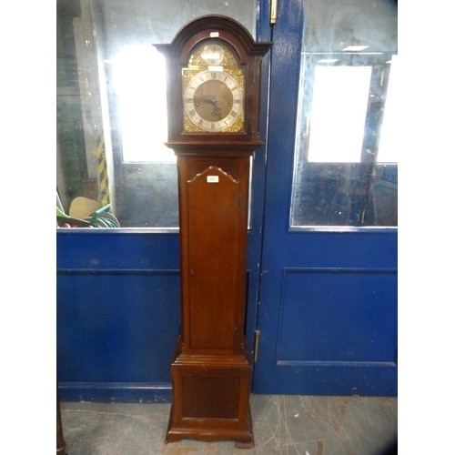 439 - Mahogany-cased grandmother clock.