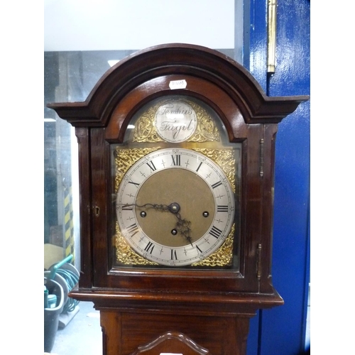 439 - Mahogany-cased grandmother clock.