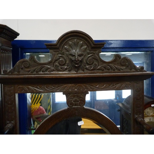 440 - Victorian carved oak hall stand.