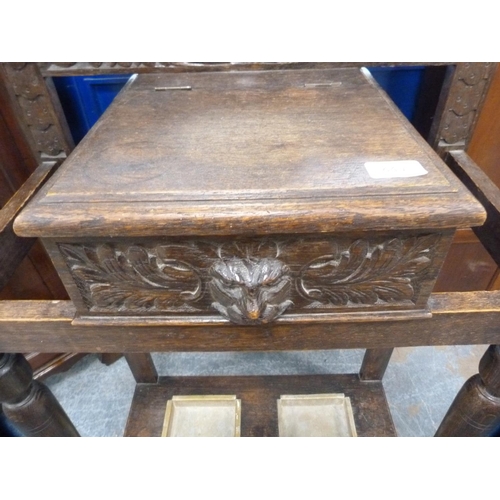 440 - Victorian carved oak hall stand.