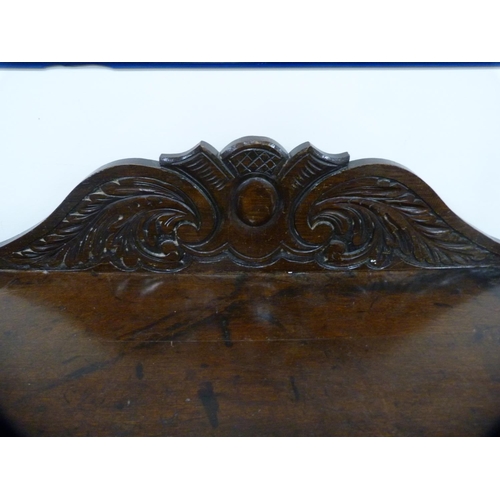 446 - Victorian oak chest of two short and three long drawers with carved back.