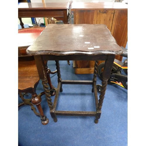 463 - Leather-topped drum table and two occasional tables.