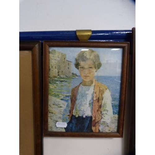 56 - Colour print, 'Limpets', two framed photographs signed R McConchie and a print of a young boy.