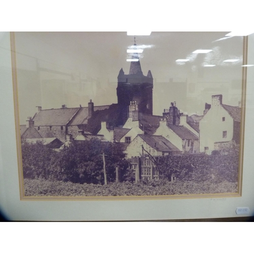 56 - Colour print, 'Limpets', two framed photographs signed R McConchie and a print of a young boy.