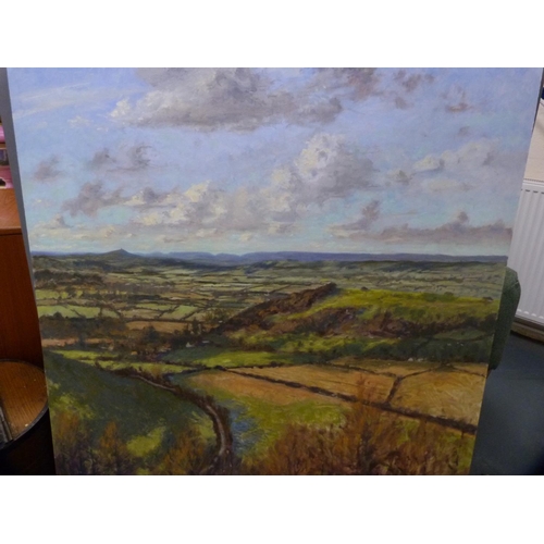 62 - Laurence J Belbin (20th Century)FarmlandsSigned, oil on MDF board, 149cm x 93.5cm, unframed.... 