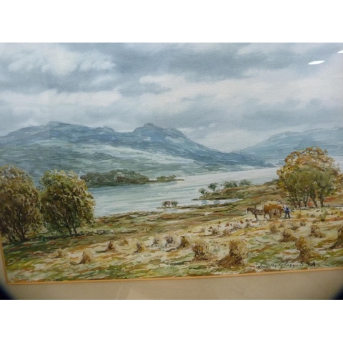 75 - Hamilton GlassView over a lochSigned, watercolour.