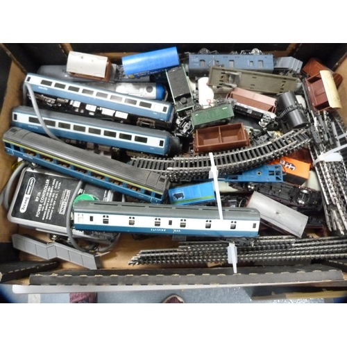 79 - Collection of model railway items including carriages, track, rolling stock etc.