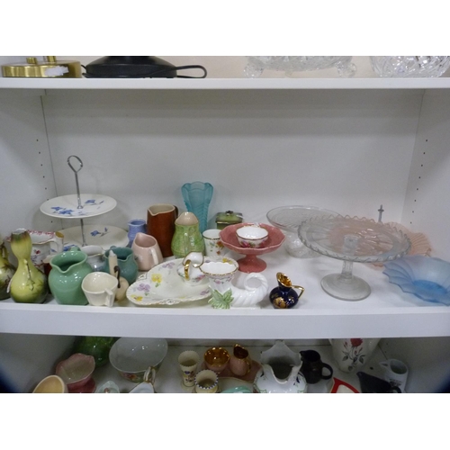 97 - Collection of decorative items including cake stands, Kent China sugar and cream, pair of vases etc ... 