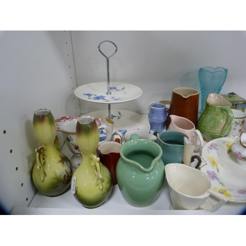 97 - Collection of decorative items including cake stands, Kent China sugar and cream, pair of vases etc ... 