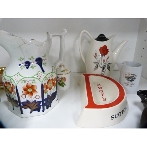 98 - Dewar's Scotch Whisky ashtray, lustre jug, Maling grapefruit dish and other decorative items (one sh... 