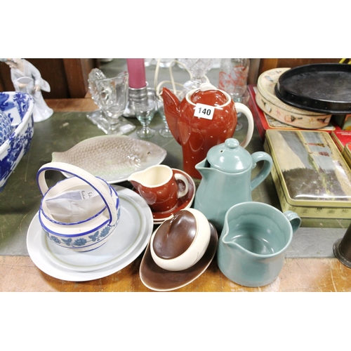 140 - Ceramics to include Susie Cooper teawares, Shorter & Sons fish dish, a Buchanware dish, etc.