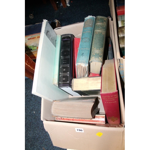 190 - Box containing books to include The History of the Royal Dragoons, King Edward VII, and others.