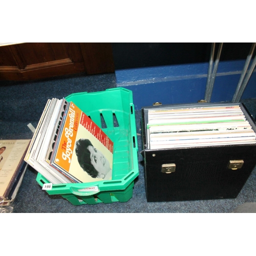 196 - Case and a basket containing records.