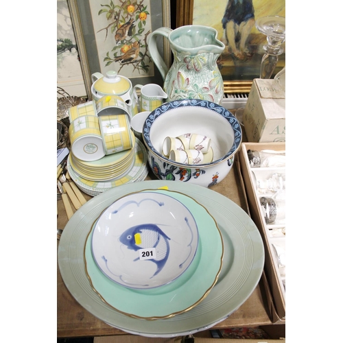 201 - Ceramics to include Marks & Spencer Home teaset, a Beswick jug, a Chinese fish decorated dish, e... 