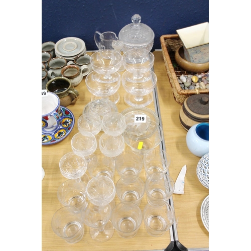 219 - Cut, and other, glassware, Stuart Crystal glasses, etc.