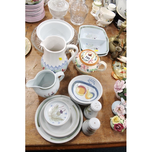 280 - Buchanware to include jugs, bowls, plates, and a Japanese teapot, etc.