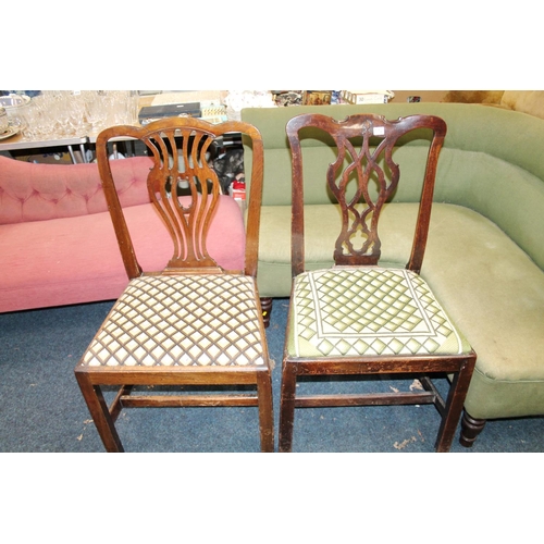 572 - Two antique mahogany splat back dining chairs.